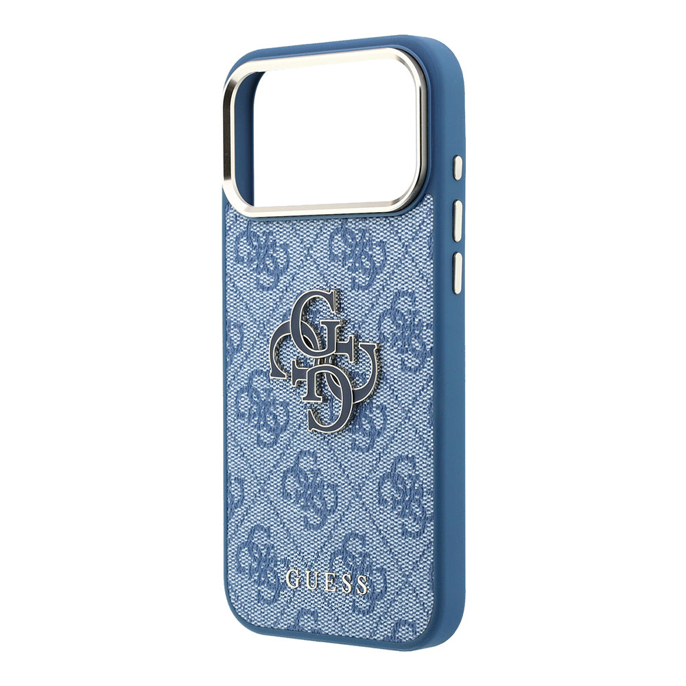 Apple iPhone 18 Pro Max Kılıf Guess Orjinal Lisanslı 4G Büyük Resin Logolu PU Kapak Mavi