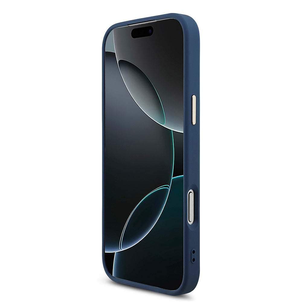 Apple iPhone 18 Pro Max Kılıf Guess Orjinal Lisanslı Gold Metal Kamera Çerçeveli 4G Desenli Metal Büyük 4G ve Yazı Logolu Kapak Mavi