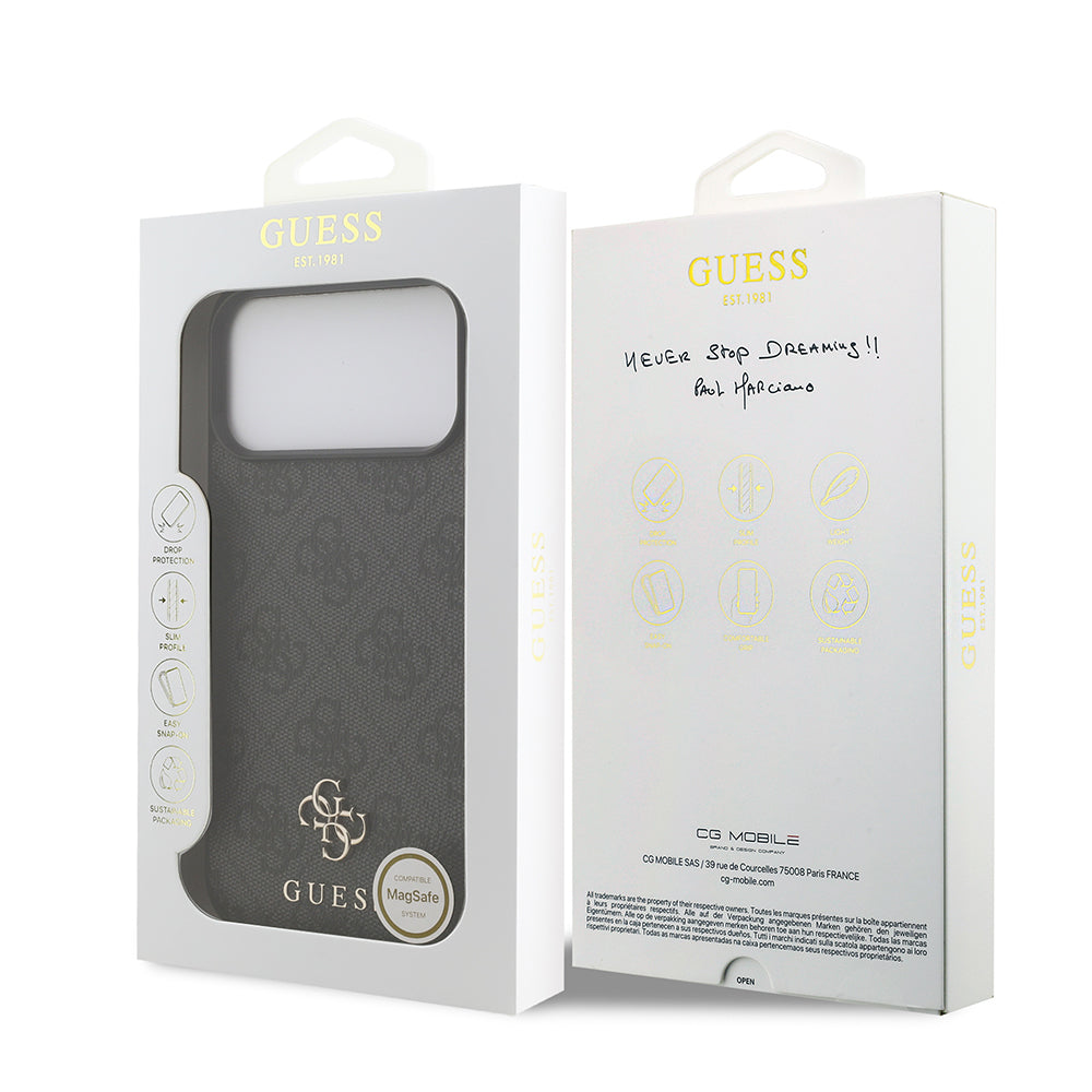 Apple iPhone 18 Pro Max Kılıf Guess Orjinal Lisanslı M-safe Şarj Özellikli Small 4G Classic Kapak Siyah