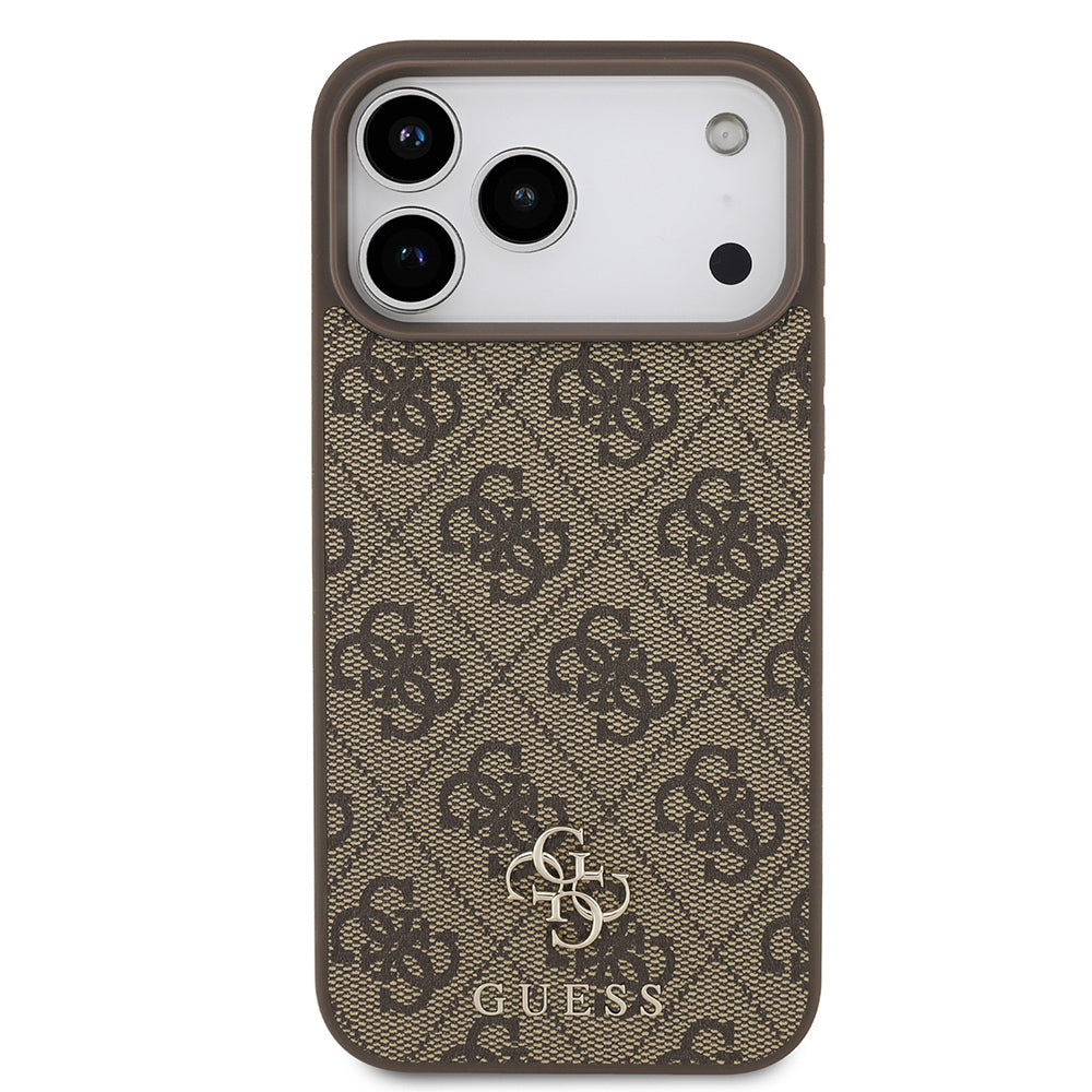 Apple iPhone 18 Pro Max Kılıf Guess Orjinal Lisanslı M-safe Şarj Özellikli Small 4G Classic Kapak Kahverengi
