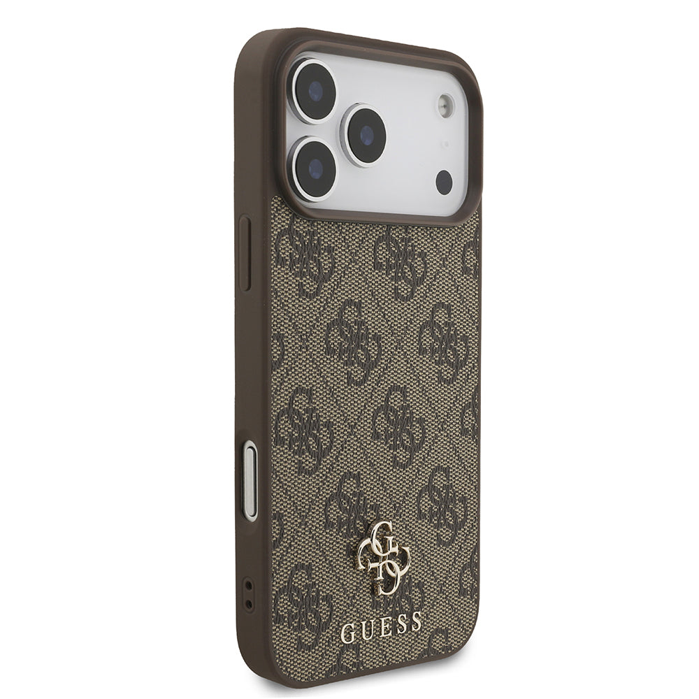 Apple iPhone 18 Pro Max Kılıf Guess Orjinal Lisanslı M-safe Şarj Özellikli Small 4G Classic Kapak Kahverengi
