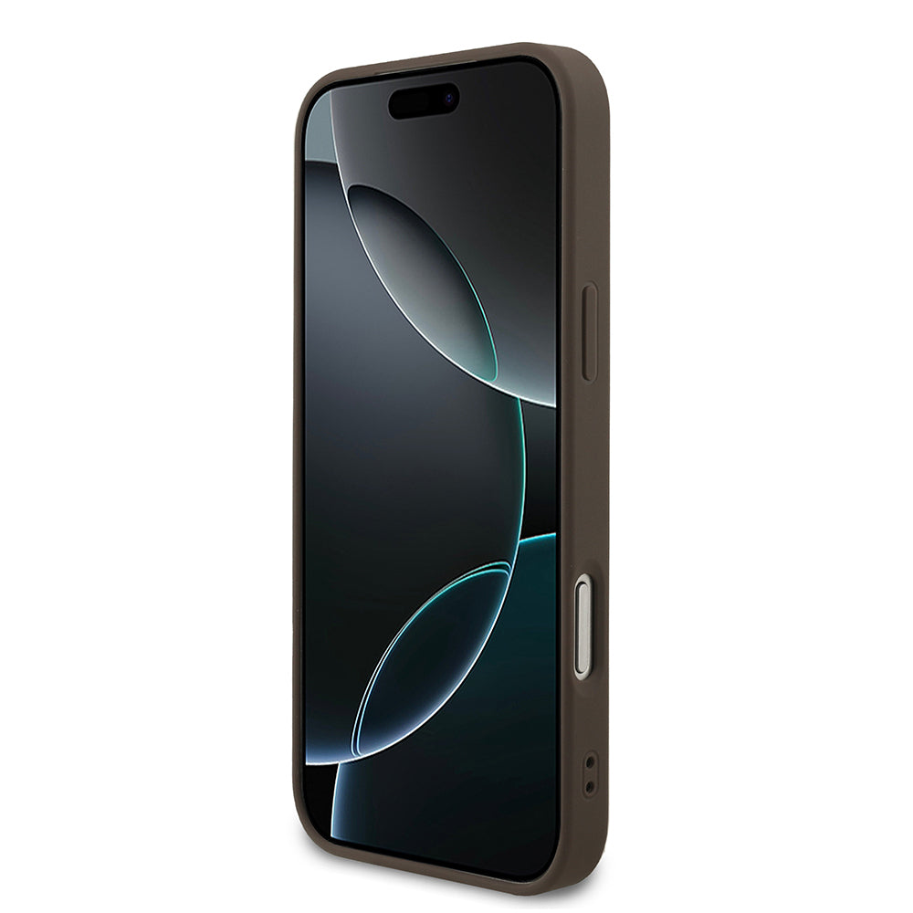 Apple iPhone 18 Pro Max Kılıf Guess Orjinal Lisanslı M-safe Şarj Özellikli Small 4G Classic Kapak Kahverengi