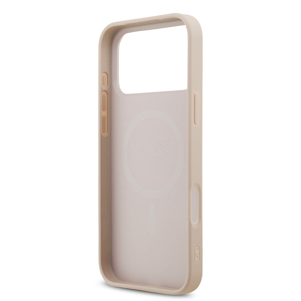 Apple iPhone 18 Pro Max Kılıf Guess Orjinal Lisanslı M-safe Şarj Özellikli Small 4G Classic Kapak Pembe