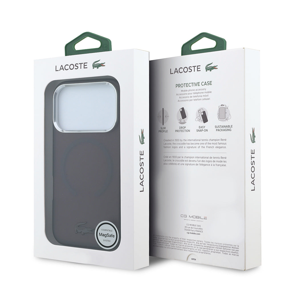 Apple iPhone 18 Pro Max Kılıf Lacoste Orjinal Lisanslı M-safe C-Magnet İkonik Timsah Logolu IML Frosted Kapak Bordo
