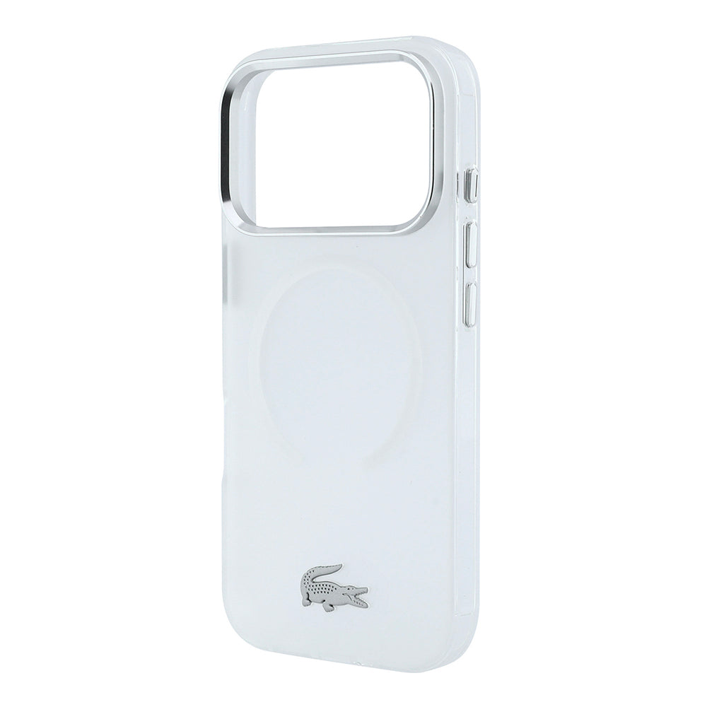 Apple iPhone 18 Pro Max Kılıf Lacoste Orjinal Lisanslı M-safe C-Magnet İkonik Timsah Logolu IML Frosted Kapak Şeffaf