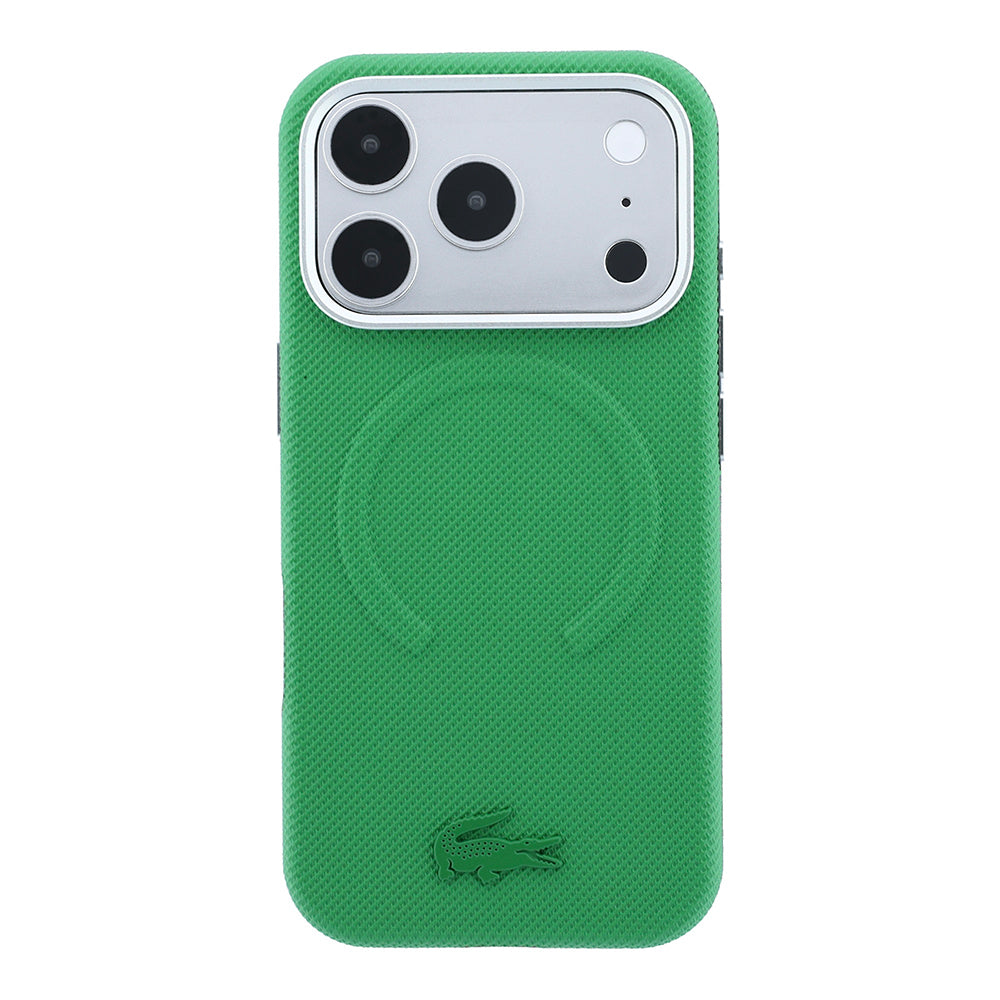 Apple iPhone 18 Pro Max Kılıf Lacoste Orjinal Lisanslı M-safe Şarj Özellikli Halka Tasarımlı Petit Pike Metal Logolu Kapak Yeşil
