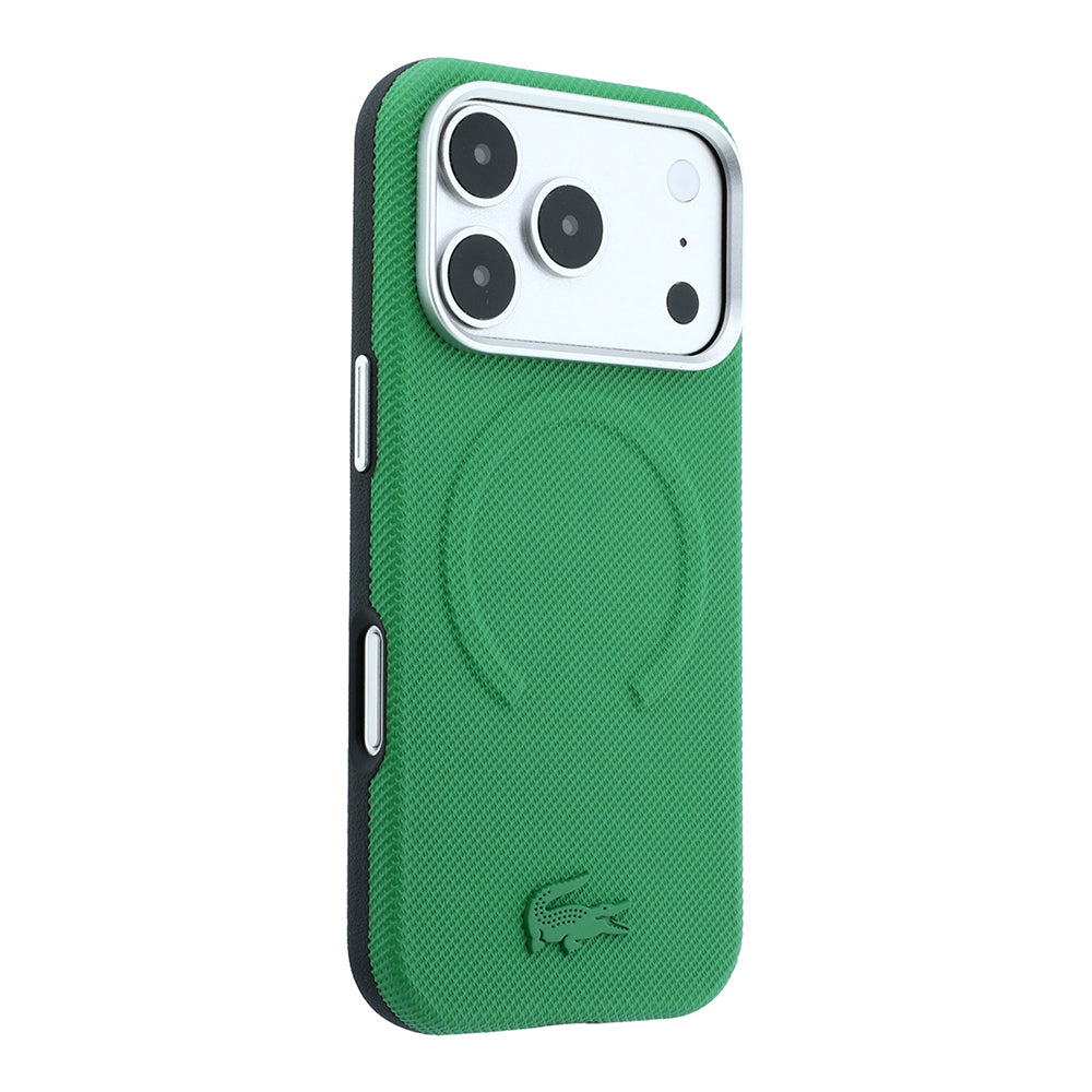Apple iPhone 18 Pro Max Kılıf Lacoste Orjinal Lisanslı M-safe Şarj Özellikli Halka Tasarımlı Petit Pike Metal Logolu Kapak Yeşil