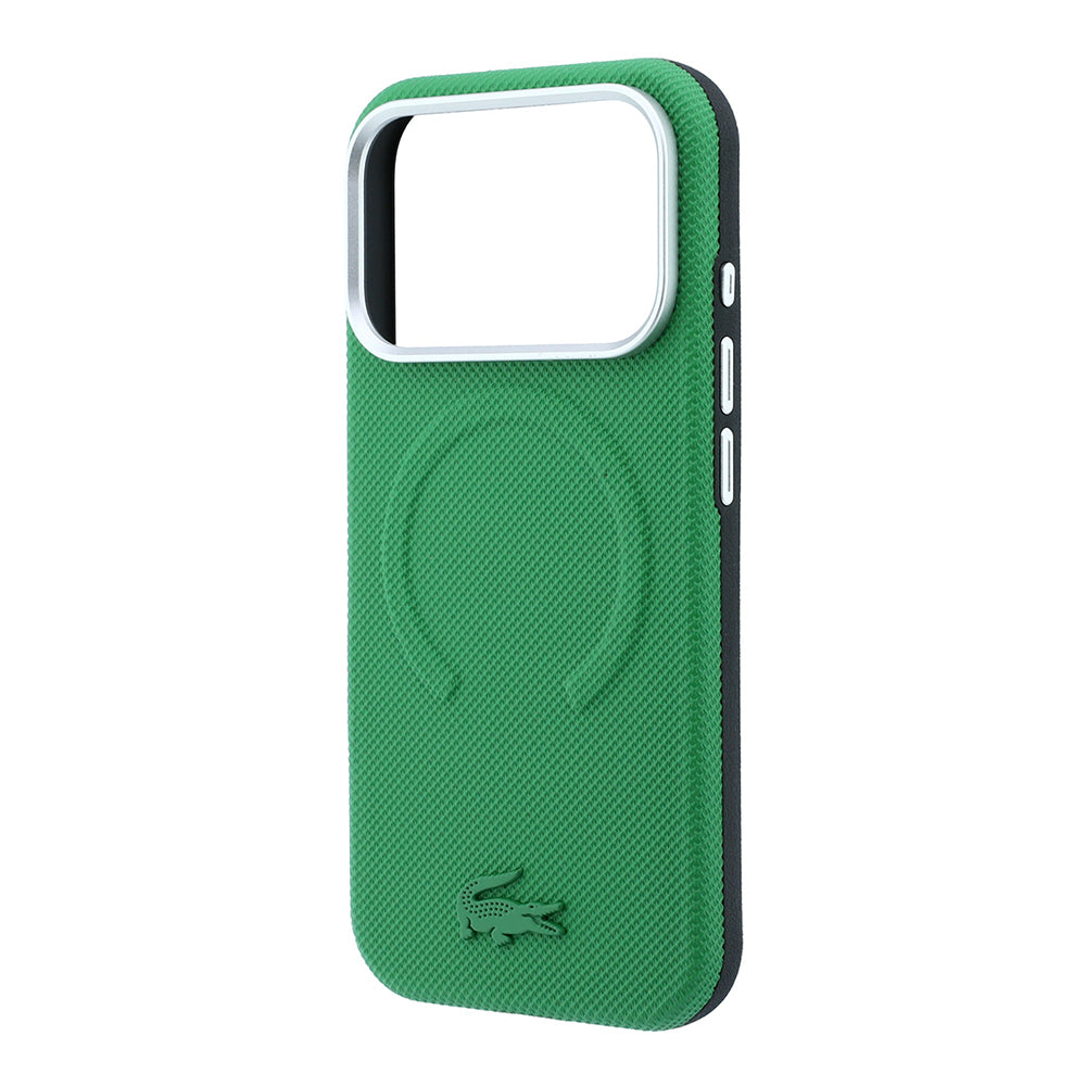 Apple iPhone 18 Pro Max Kılıf Lacoste Orjinal Lisanslı M-safe Şarj Özellikli Halka Tasarımlı Petit Pike Metal Logolu Kapak Yeşil