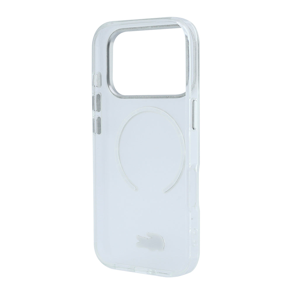Apple iPhone 18 Pro Max Kılıf Lacoste Orjinal Lisanslı M-safe Şarj Özellikli Lake Timsah Logolu IML Frosted Kapak Şeffaf
