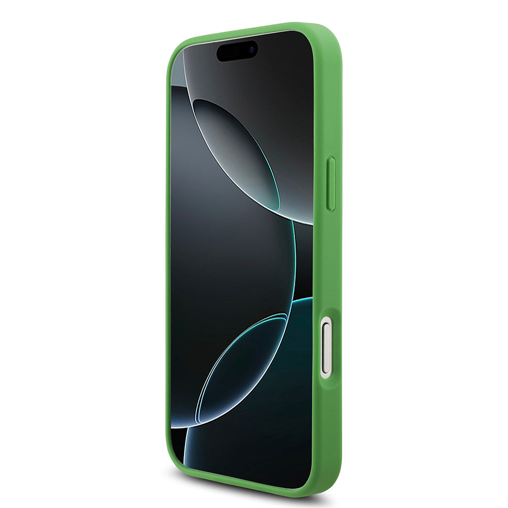 Apple iPhone 18 Pro Max Kılıf Lacoste Orjinal Lisanslı M-safe Şarj Özellikli PU Pike Desenli Metal Logolu Kapak Yeşil