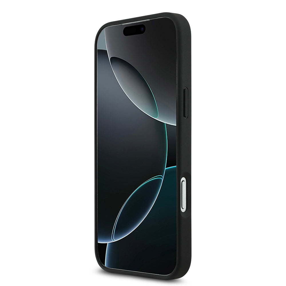 Apple iPhone 18 Pro Max Kılıf Lacoste Orjinal Lisanslı M-safe Şarj Özellikli PU Pike Desenli Metal Logolu Kapak Siyah