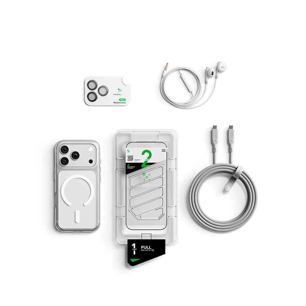 Apple iPhone 18 Pro Max Kılıf M-safe Özellikli Amazingthing Minimal Serisi 5in1 Aksesuar Seti Beyaz