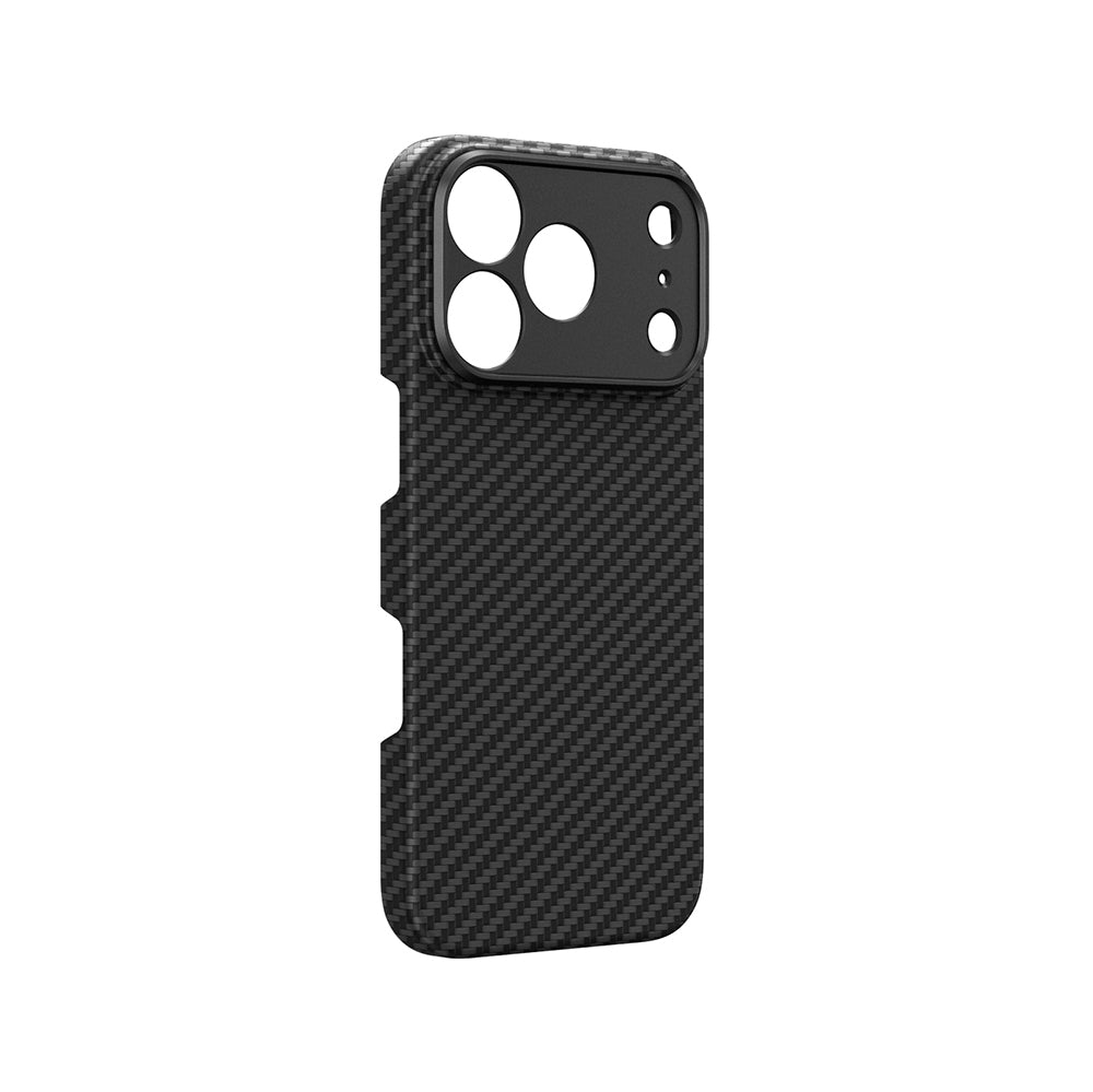 Apple iPhone 18 Pro Max Kılıf M-safe Şarj Özellikli 1500D Aramid Fiber Lens Korumalı Amazingthing Titan Max Serisi Karbon Kapak Siyah