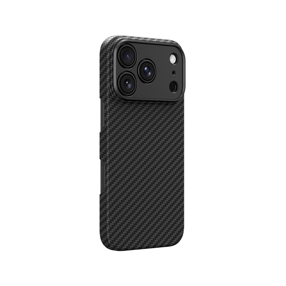 Apple iPhone 18 Pro Max Kılıf M-safe Şarj Özellikli 1500D Aramid Fiber Lens Korumalı Amazingthing Titan Max Serisi Karbon Kapak Siyah