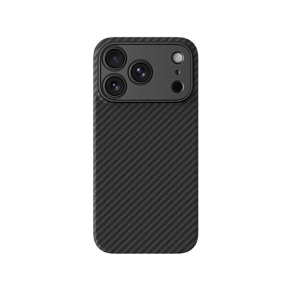 Apple iPhone 18 Pro Max Kılıf M-safe Şarj Özellikli 1500D Aramid Fiber Lens Korumalı Amazingthing Titan Max Serisi Karbon Kapak Siyah
