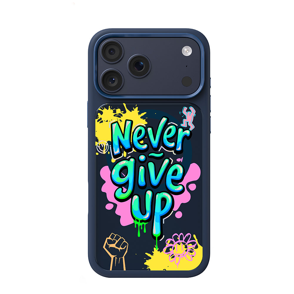 Apple iPhone 18 Pro Max Kılıf M-safe Şarj Özellikli 3D Baskılı Tasarım Mutural Graffiti Serisi Kapak Lacivert
