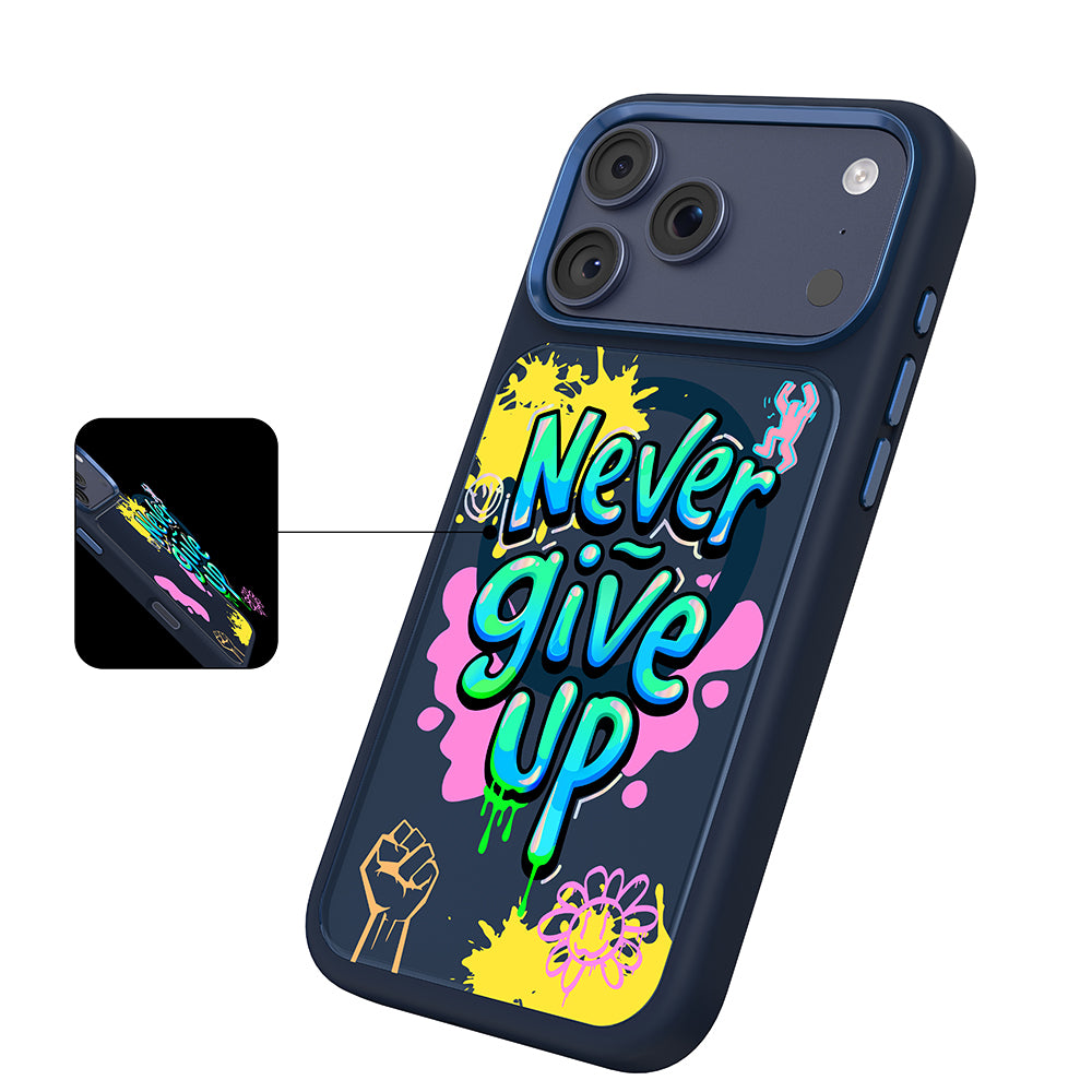 Apple iPhone 18 Pro Max Kılıf M-safe Şarj Özellikli 3D Baskılı Tasarım Mutural Graffiti Serisi Kapak Lacivert