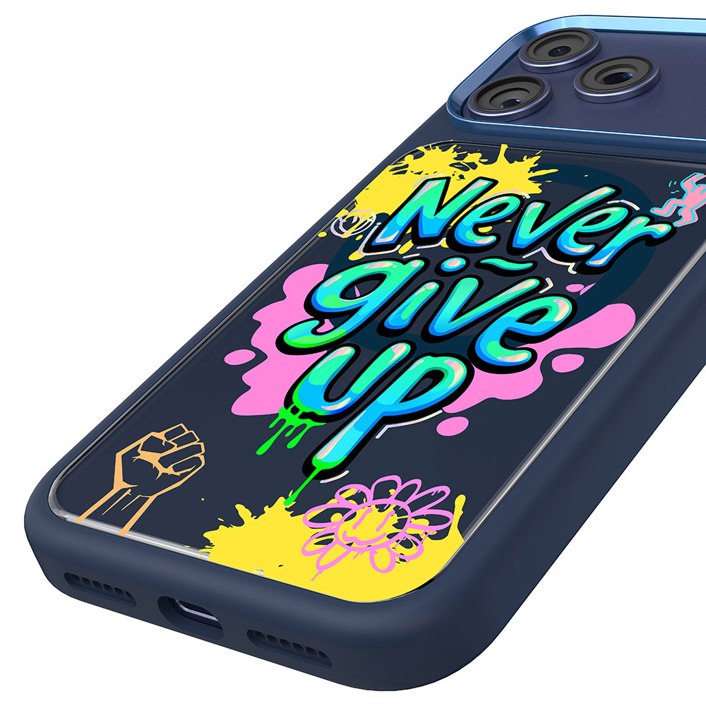 Apple iPhone 18 Pro Max Kılıf M-safe Şarj Özellikli 3D Baskılı Tasarım Mutural Graffiti Serisi Kapak Lacivert