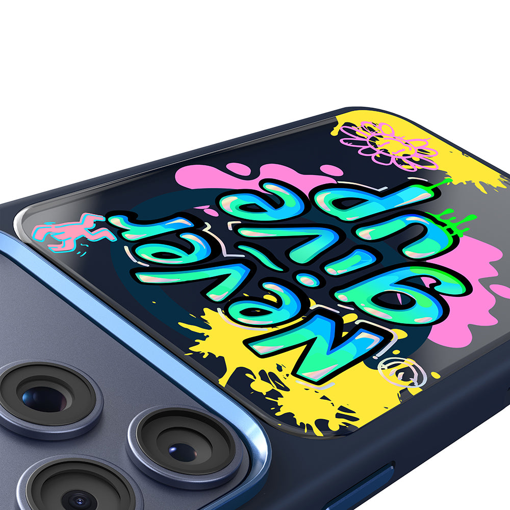 Apple iPhone 18 Pro Max Kılıf M-safe Şarj Özellikli 3D Baskılı Tasarım Mutural Graffiti Serisi Kapak Lacivert