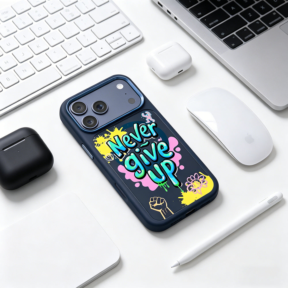 Apple iPhone 18 Pro Max Kılıf M-safe Şarj Özellikli 3D Baskılı Tasarım Mutural Graffiti Serisi Kapak Lacivert