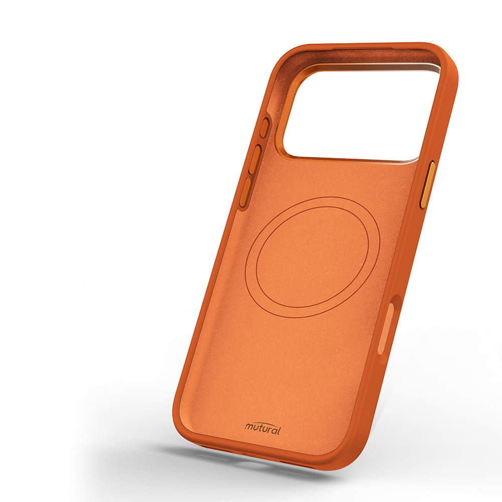 Apple iPhone 18 Pro Max Kılıf M-safe Şarj Özellikli 3D Baskılı Tasarım Mutural The Dog Serisi Kapak Turuncu