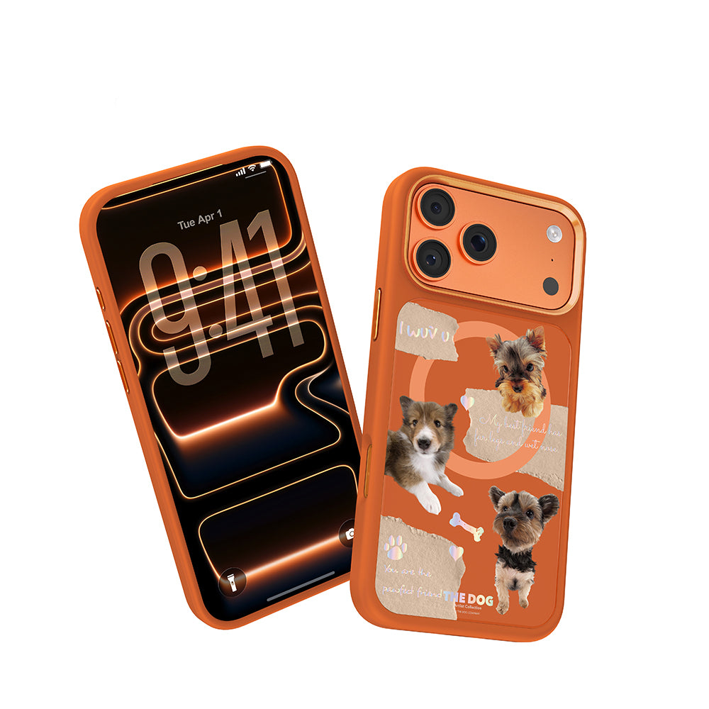 Apple iPhone 18 Pro Max Kılıf M-safe Şarj Özellikli 3D Baskılı Tasarım Mutural The Dog Serisi Kapak Turuncu