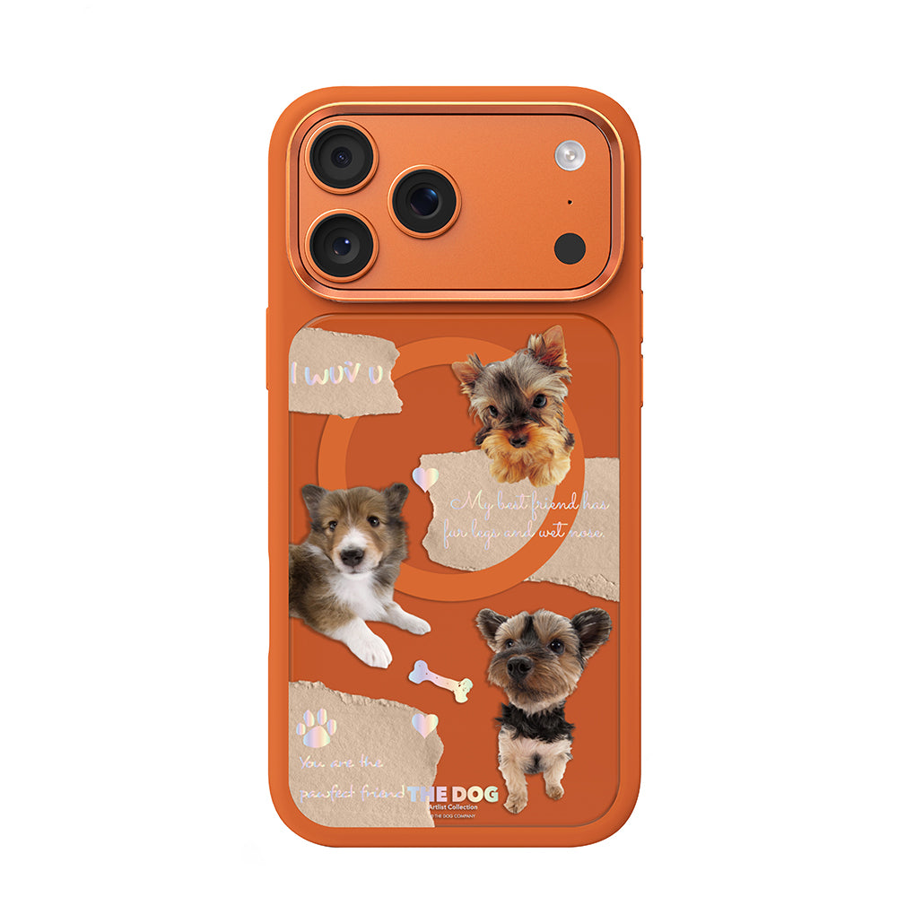 Apple iPhone 18 Pro Max Kılıf M-safe Şarj Özellikli 3D Baskılı Tasarım Mutural The Dog Serisi Kapak Turuncu