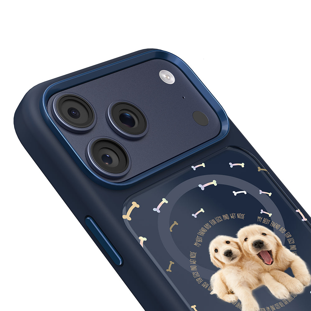 Apple iPhone 18 Pro Max Kılıf M-safe Şarj Özellikli 3D Baskılı Tasarım Mutural The Dog Serisi Kapak Lacivert