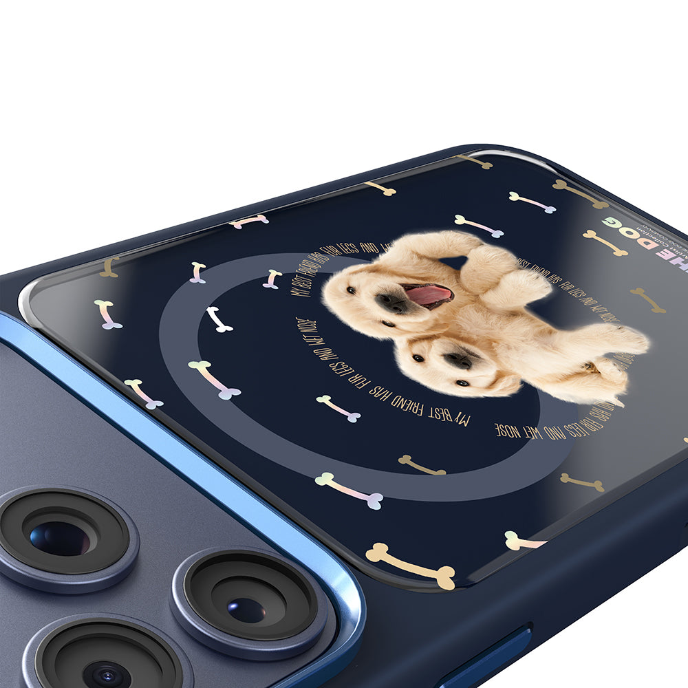 Apple iPhone 18 Pro Max Kılıf M-safe Şarj Özellikli 3D Baskılı Tasarım Mutural The Dog Serisi Kapak Lacivert