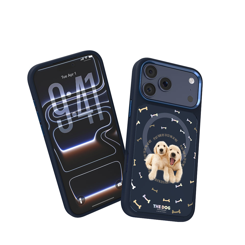 Apple iPhone 18 Pro Max Kılıf M-safe Şarj Özellikli 3D Baskılı Tasarım Mutural The Dog Serisi Kapak Lacivert