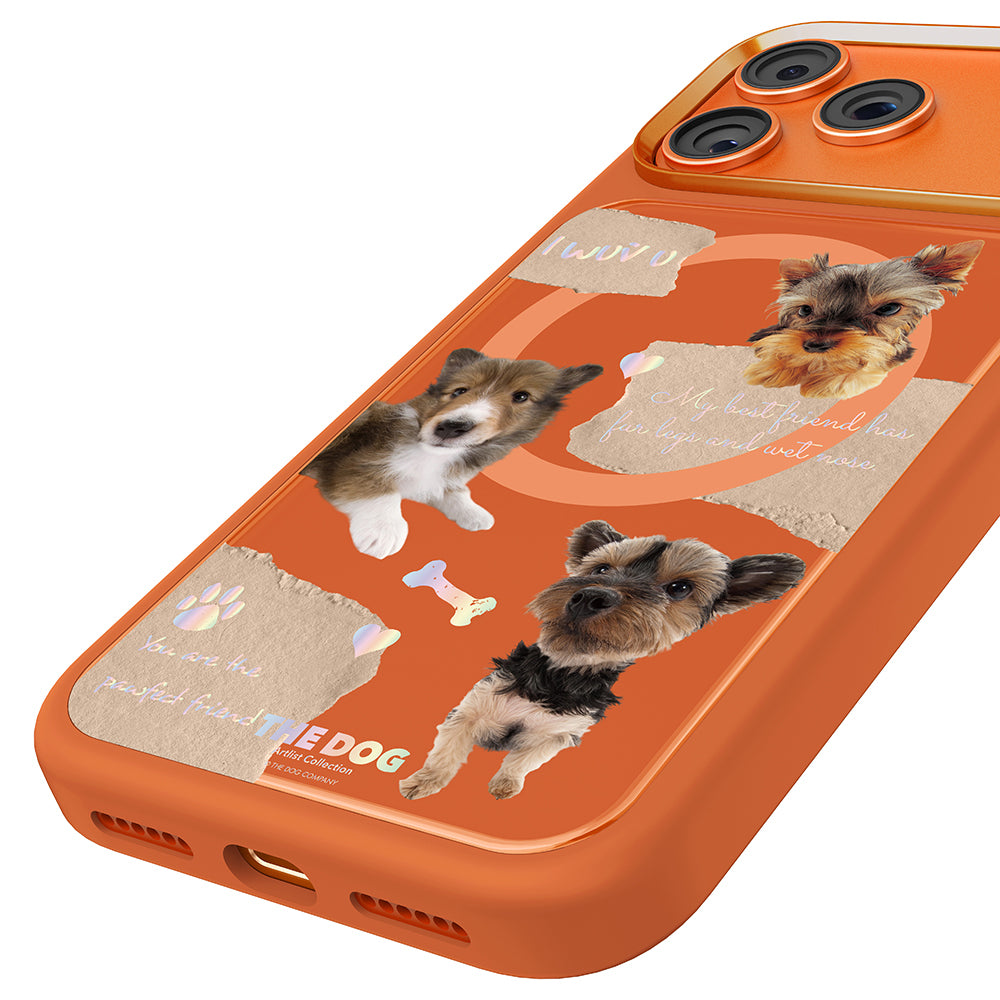 Apple iPhone 18 Pro Max Kılıf M-safe Şarj Özellikli 3D Baskılı Tasarım Mutural The Dog Serisi Kapak Turuncu