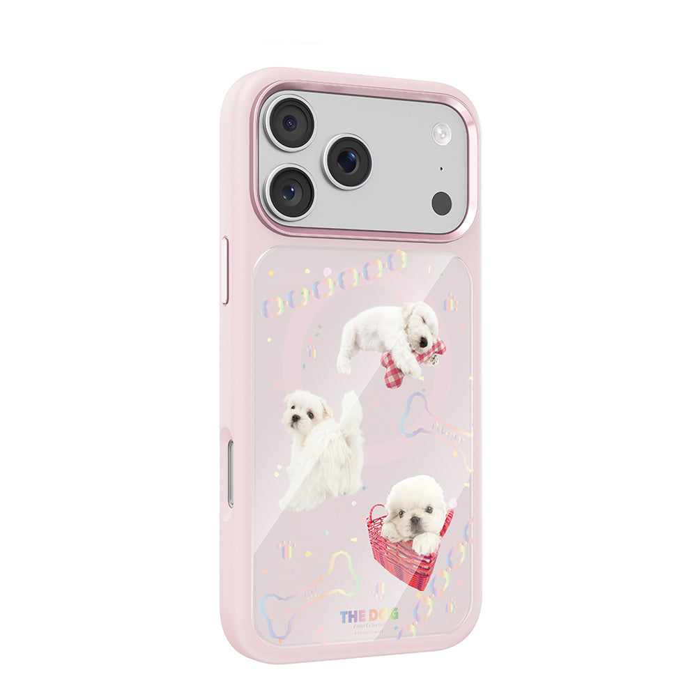 Apple iPhone 18 Pro Max Kılıf M-safe Şarj Özellikli 3D Baskılı Tasarım Mutural The Dog Serisi Kapak Pembe