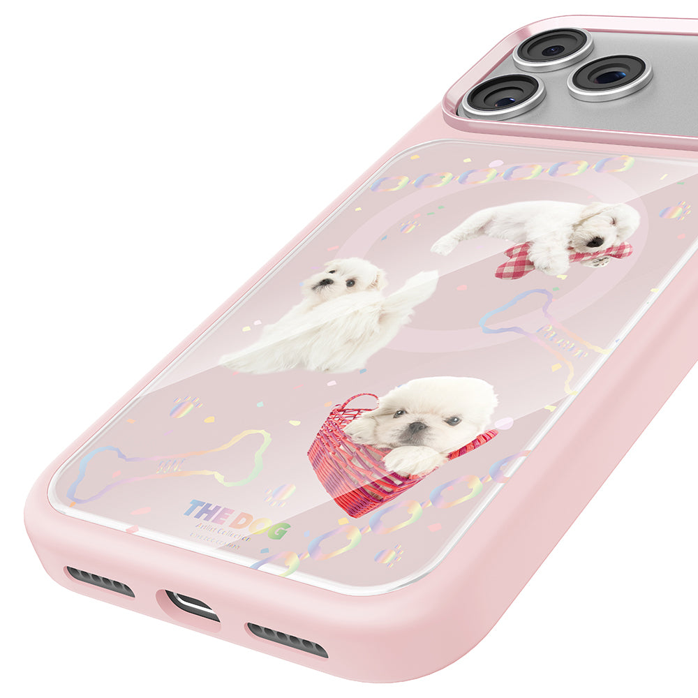 Apple iPhone 18 Pro Max Kılıf M-safe Şarj Özellikli 3D Baskılı Tasarım Mutural The Dog Serisi Kapak Pembe
