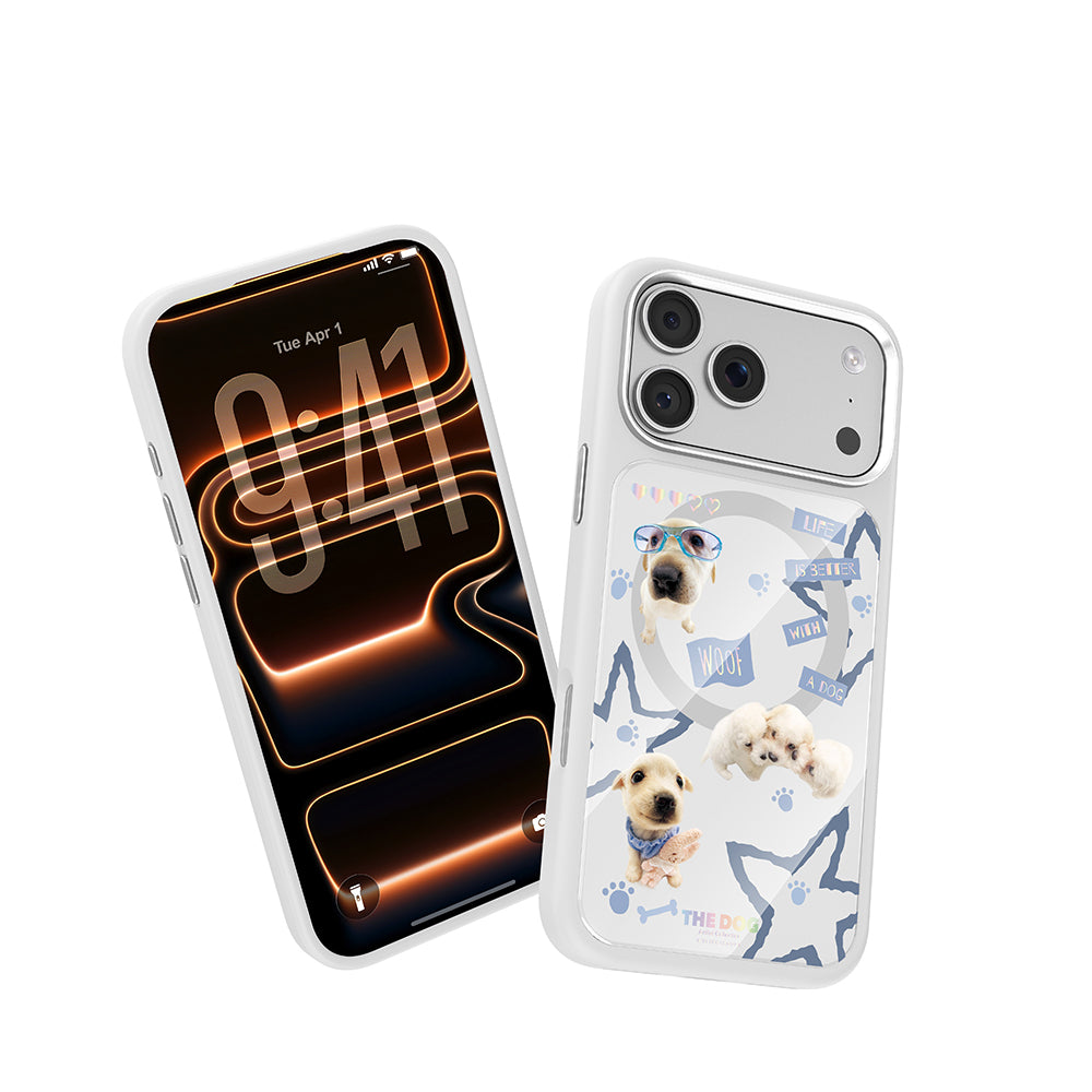 Apple iPhone 18 Pro Max Kılıf M-safe Şarj Özellikli 3D Baskılı Tasarım Mutural The Dog Serisi Kapak Beyaz