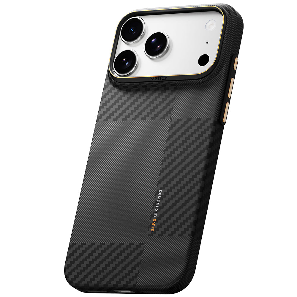 Apple iPhone 18 Pro Max Kılıf M-safe Şarj Özellikli 600D Metal Kamera Çerçeveli Raptic Aramid Fiber Karbon Geotik Serisi Kapak Siyah