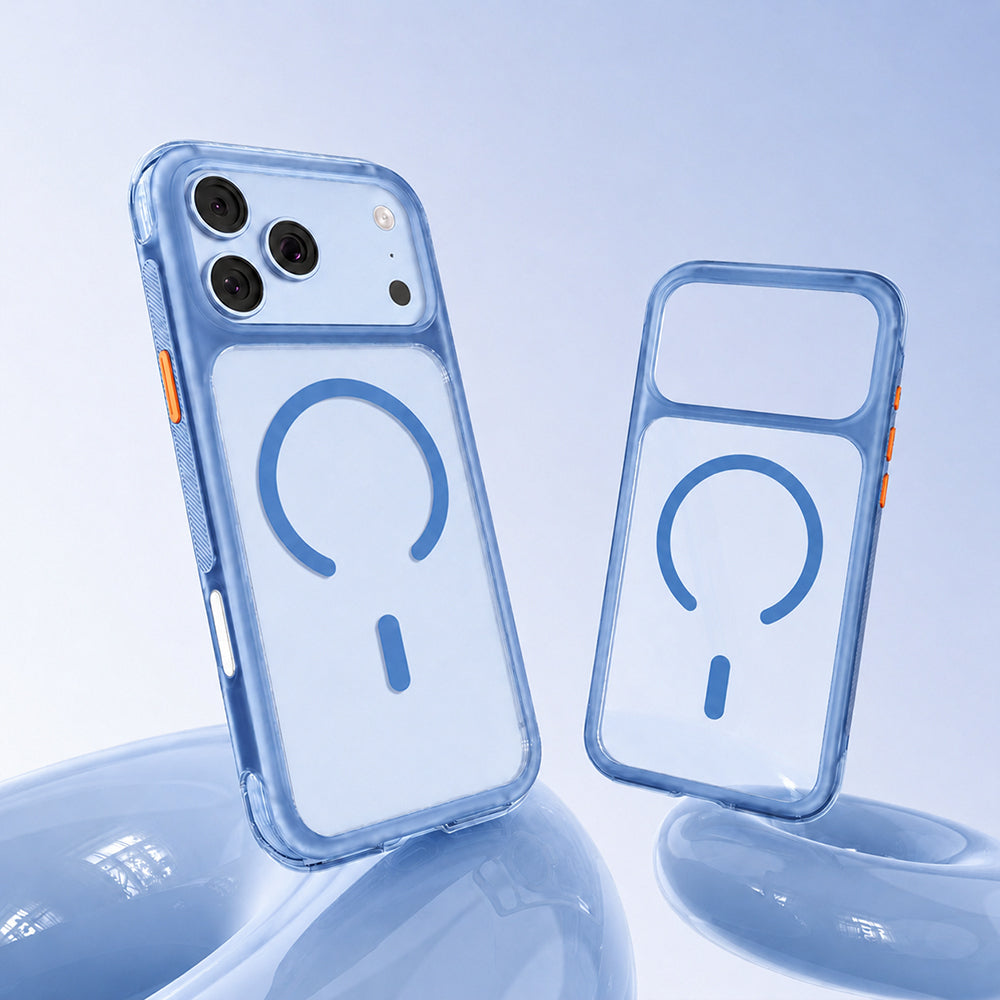 Apple iPhone 18 Pro Max Kılıf M-safe Şarj Özellikli Airbag Tasarımlı Mutural Air Shield Serisi Kapak Açık Mavi