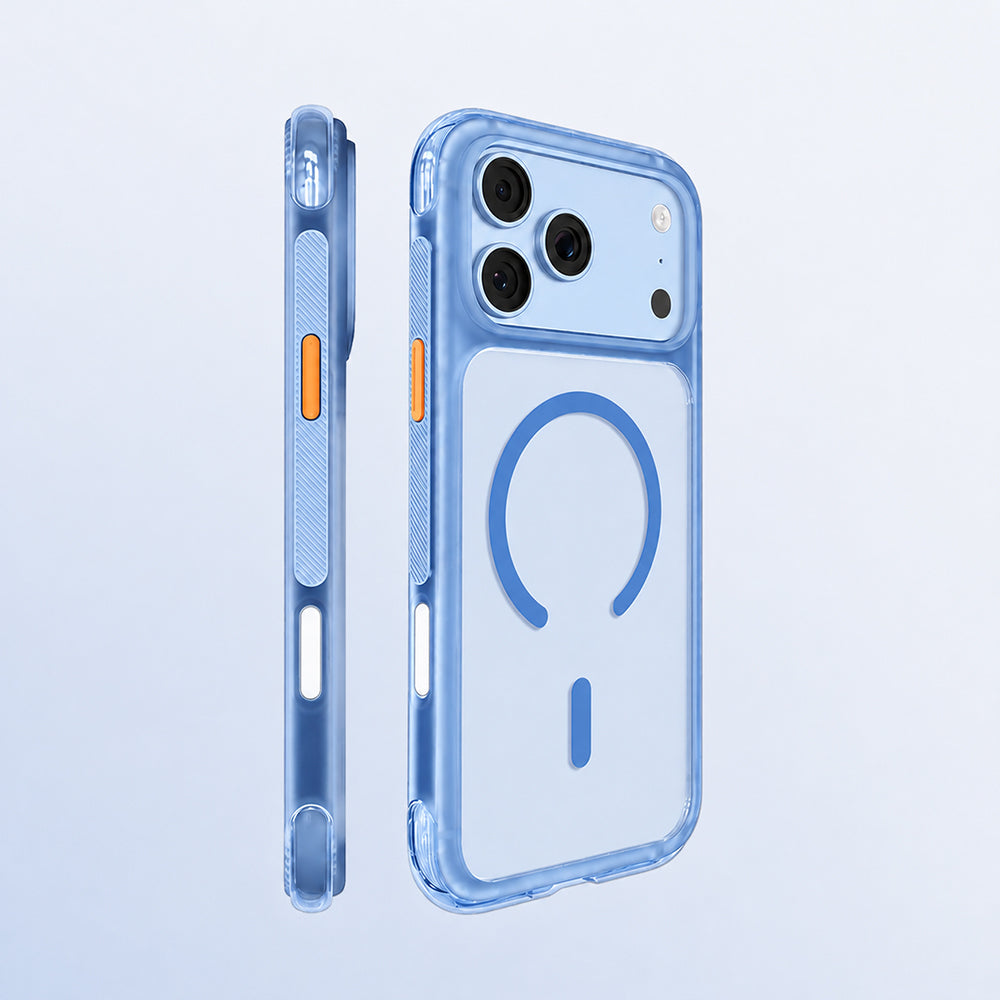 Apple iPhone 18 Pro Max Kılıf M-safe Şarj Özellikli Airbag Tasarımlı Mutural Air Shield Serisi Kapak Açık Mavi