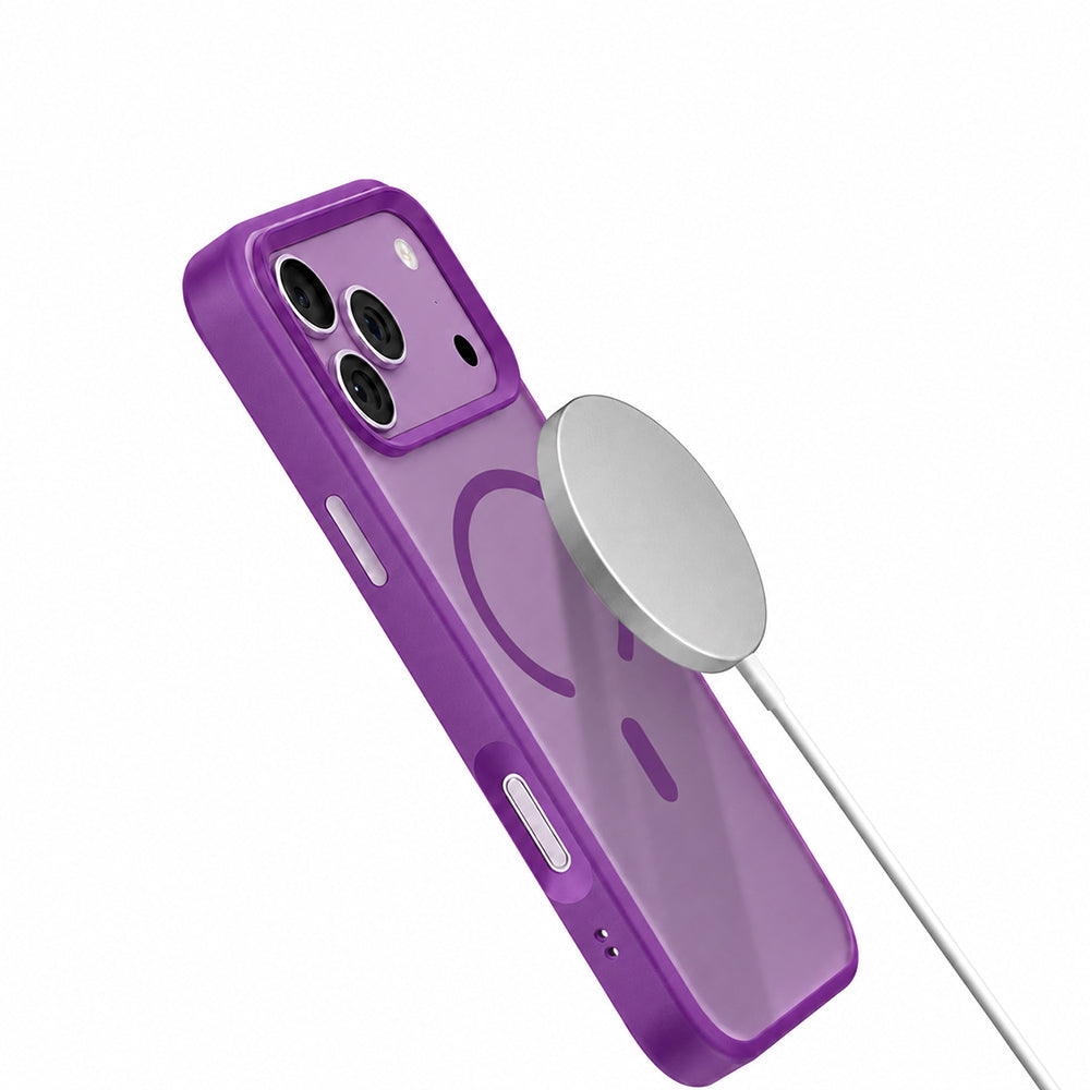 Apple iPhone 18 Pro Max Kılıf M-safe Şarj Özellikli Airbag Tasarımlı Mutural Mist Serisi Kapak Mor