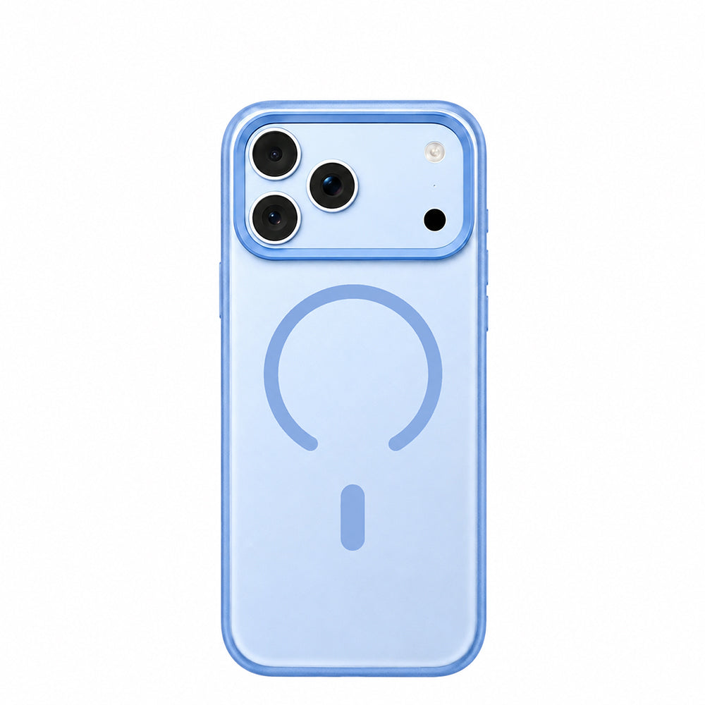 Apple iPhone 18 Pro Max Kılıf M-safe Şarj Özellikli Airbag Tasarımlı Mutural Mist Serisi Kapak Açık Mavi
