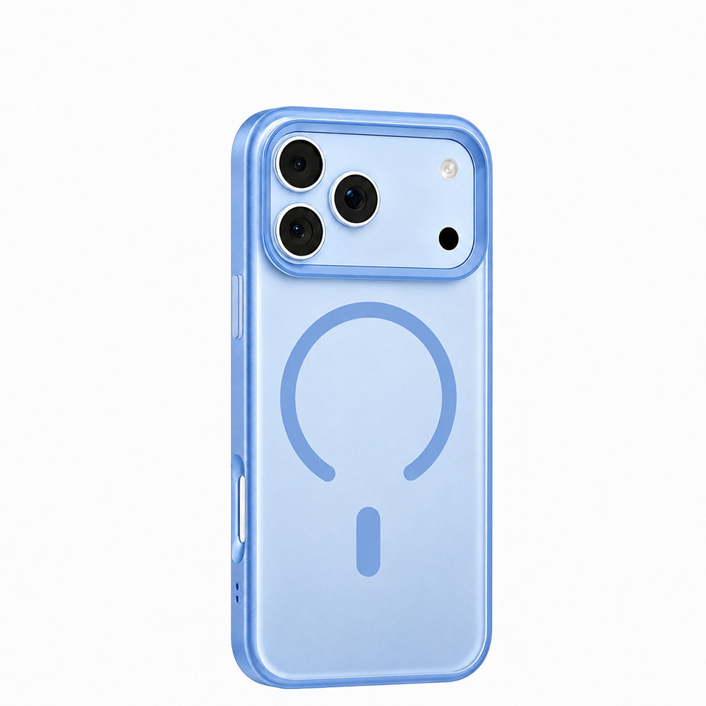 Apple iPhone 18 Pro Max Kılıf M-safe Şarj Özellikli Airbag Tasarımlı Mutural Mist Serisi Kapak Açık Mavi