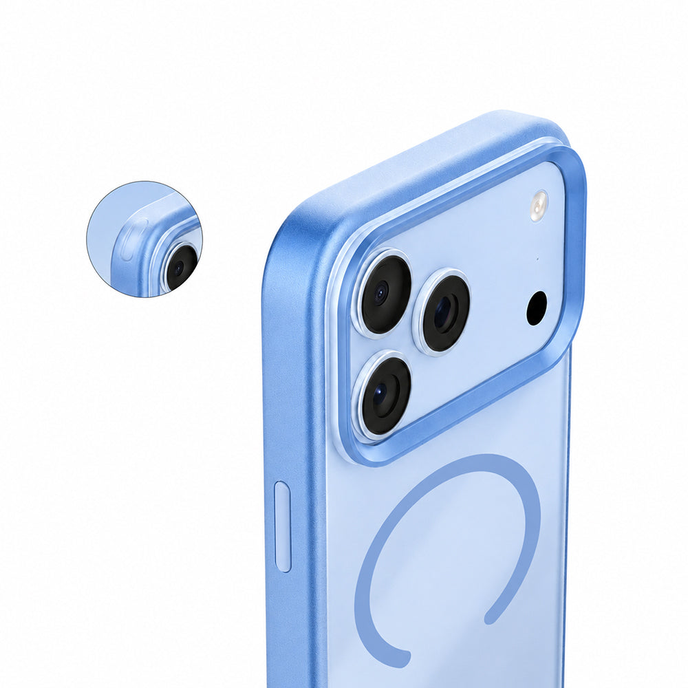 Apple iPhone 18 Pro Max Kılıf M-safe Şarj Özellikli Airbag Tasarımlı Mutural Mist Serisi Kapak Açık Mavi