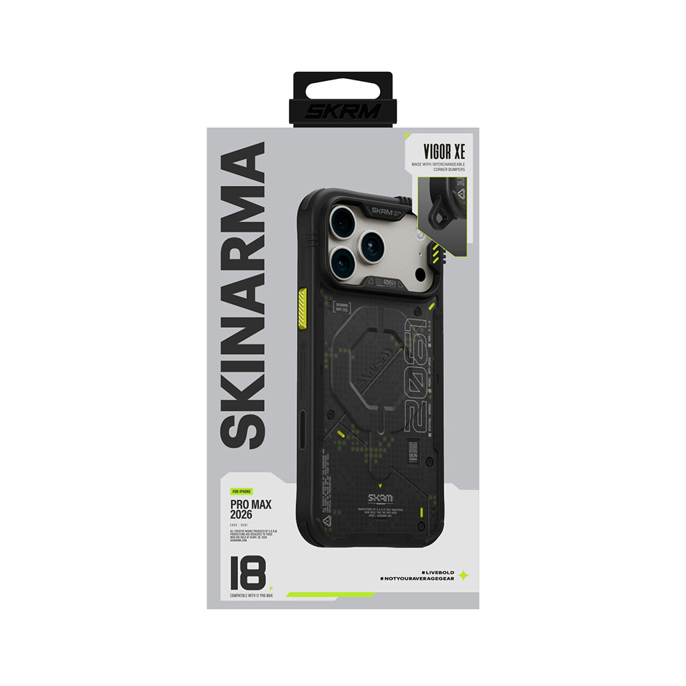 Apple iPhone 18 Pro Max Kılıf M-Safe Şarj Özellikli Airbag Tasarımlı Skinarma Vigor XE Kapak Gri