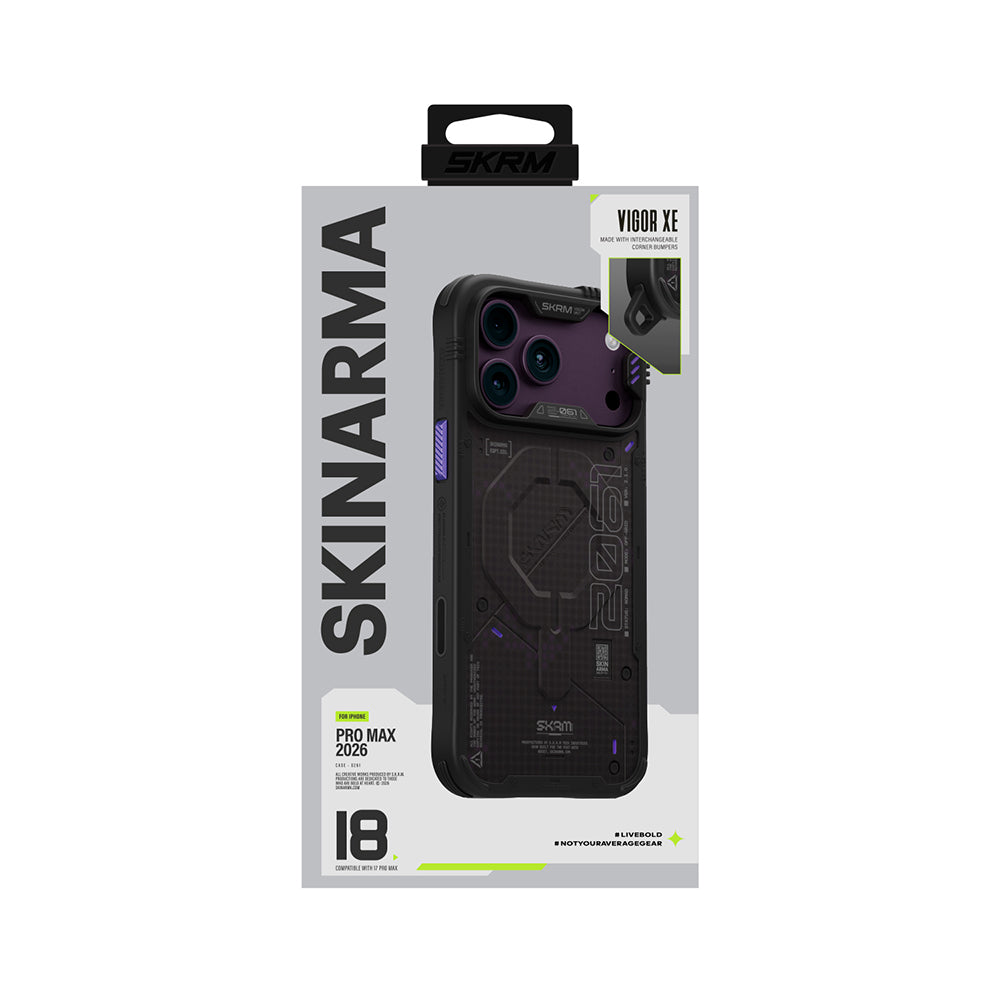 Apple iPhone 18 Pro Max Kılıf M-Safe Şarj Özellikli Airbag Tasarımlı Skinarma Vigor XE Kapak Mor