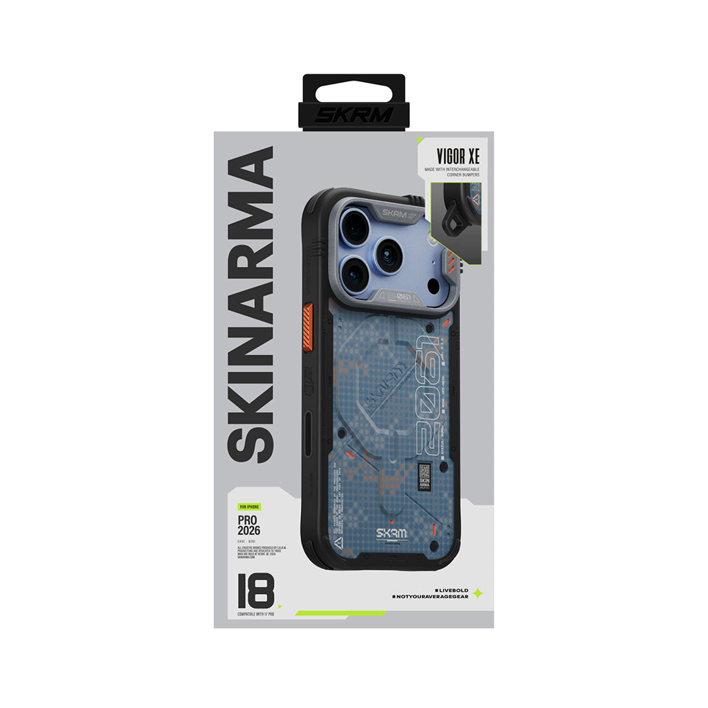 Apple iPhone 18 Pro Max Kılıf M-Safe Şarj Özellikli Airbag Tasarımlı Skinarma Vigor XE Kapak Mavi