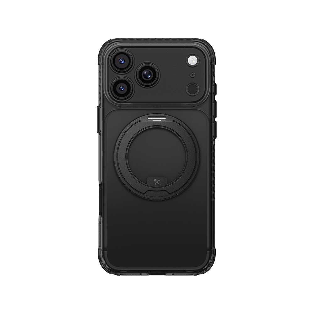 Apple iPhone 18 Pro Max Kılıf M-Safe Şarj Özellikli Airbag Tasarımlı Standlı Lens Korumalı AmazingThing Titan Pro MagSpin Kapak Siyah