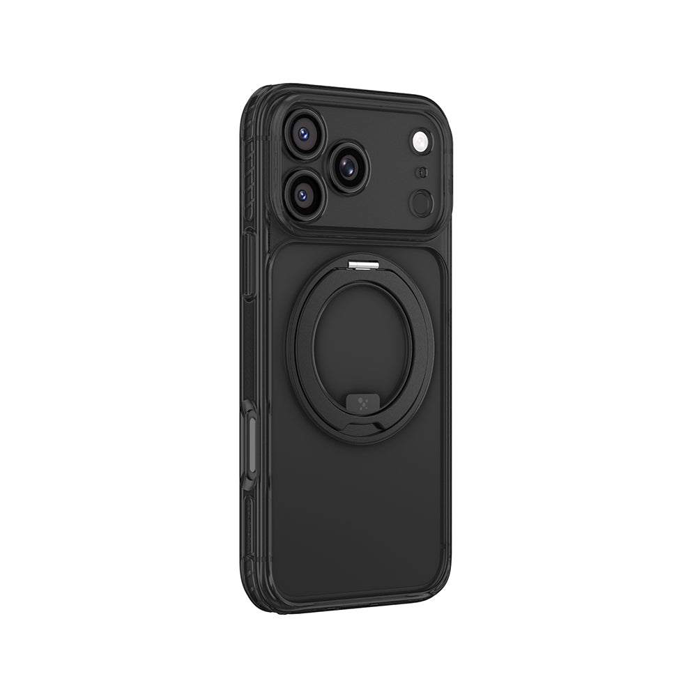 Apple iPhone 18 Pro Max Kılıf M-Safe Şarj Özellikli Airbag Tasarımlı Standlı Lens Korumalı AmazingThing Titan Pro MagSpin Kapak Siyah