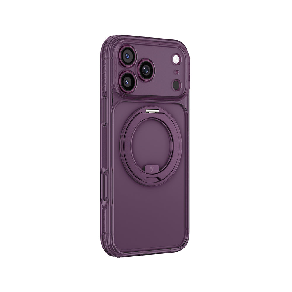 Apple iPhone 18 Pro Max Kılıf M-Safe Şarj Özellikli Airbag Tasarımlı Standlı Lens Korumalı AmazingThing Titan Pro MagSpin Kapak Mor