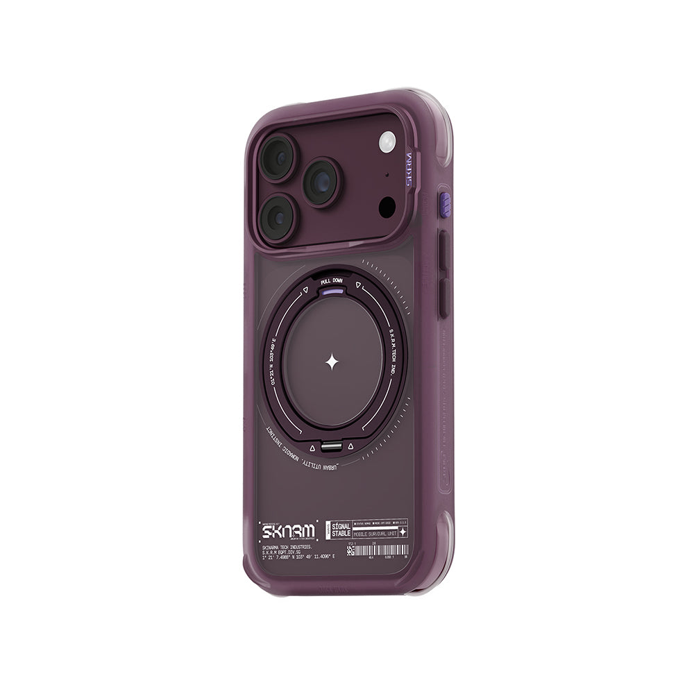 Apple iPhone 18 Pro Max Kılıf M-Safe Şarj Özellikli Airbag Tasarımlı Standlı Skinarma Atlas Kapak Bordo
