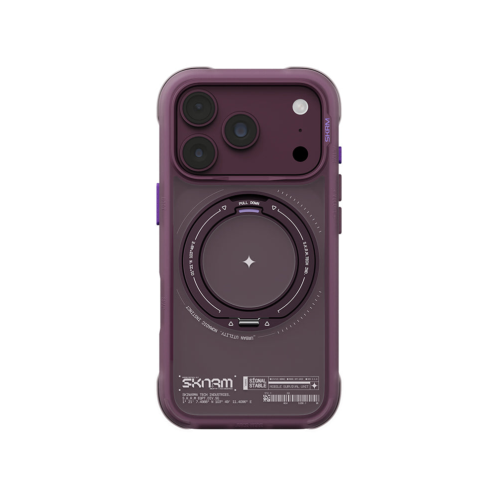 Apple iPhone 18 Pro Max Kılıf M-Safe Şarj Özellikli Airbag Tasarımlı Standlı Skinarma Atlas Kapak Bordo