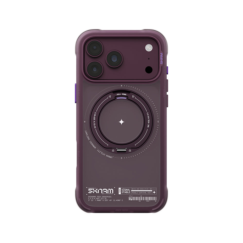 Apple iPhone 18 Pro Max Kılıf M-Safe Şarj Özellikli Airbag Tasarımlı Standlı Skinarma Atlas Kapak Bordo